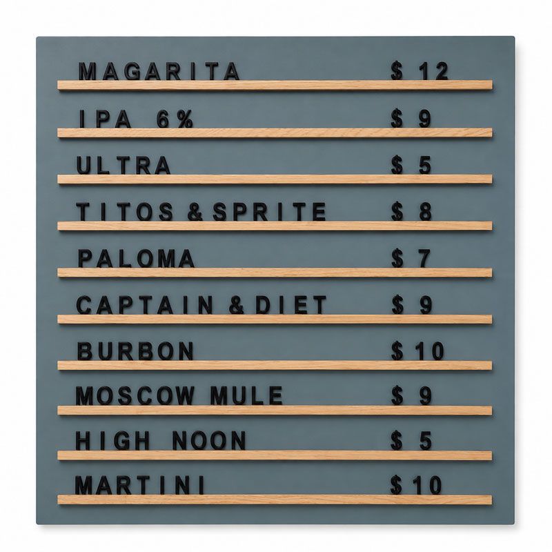 Custom wall menu boards for hospitality businesses