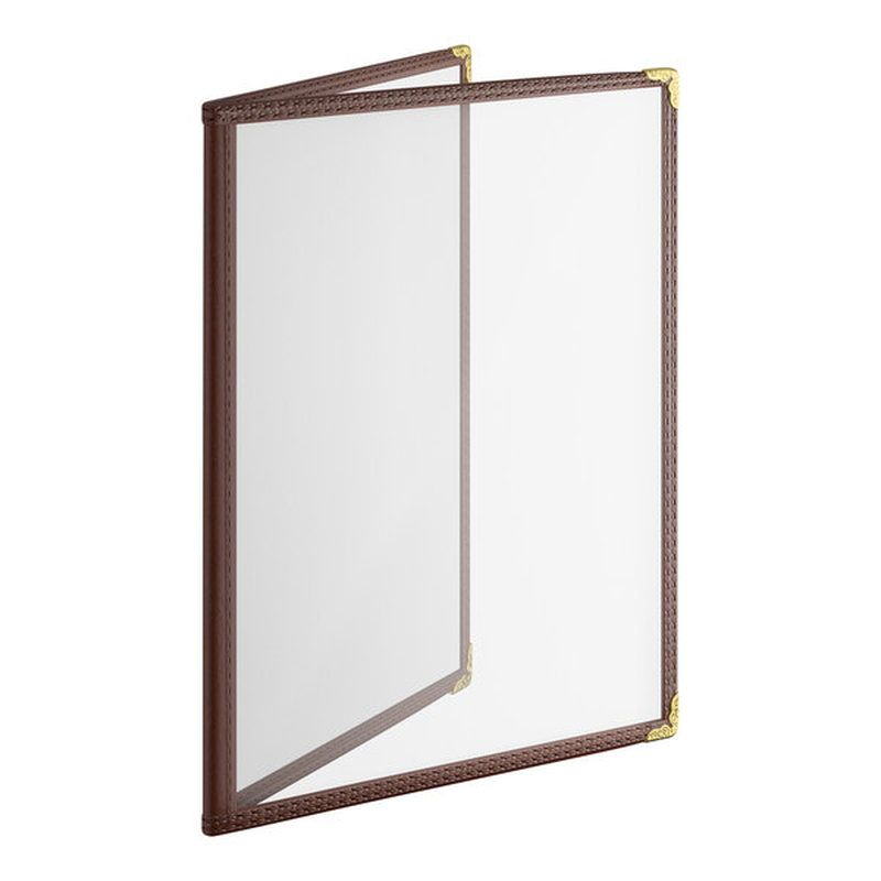 Brown 4-View Double Pocket Clear Menu Cover