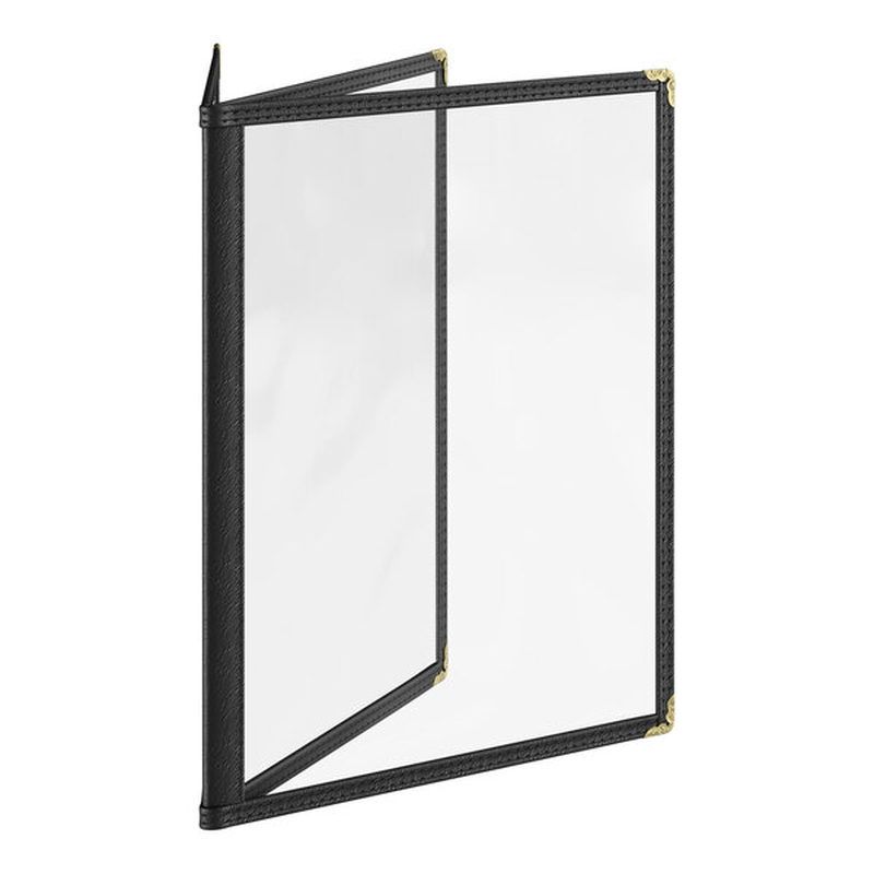 Black 6-View Three Pocket Vinyl Menu Cover