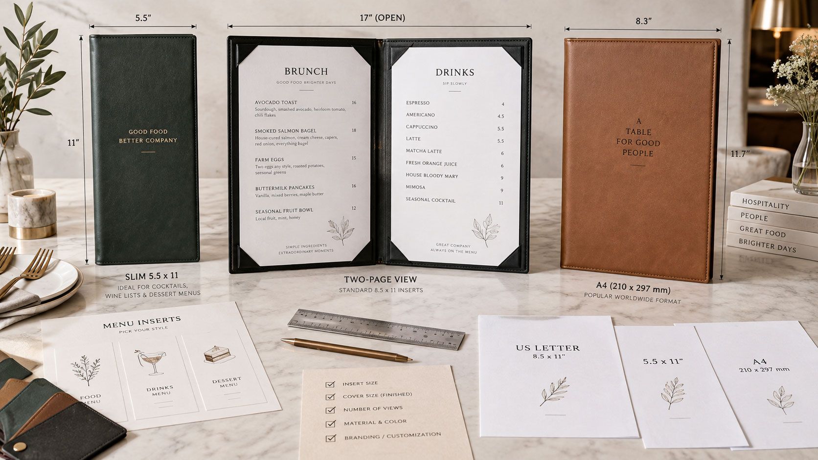 Menu Cover Size