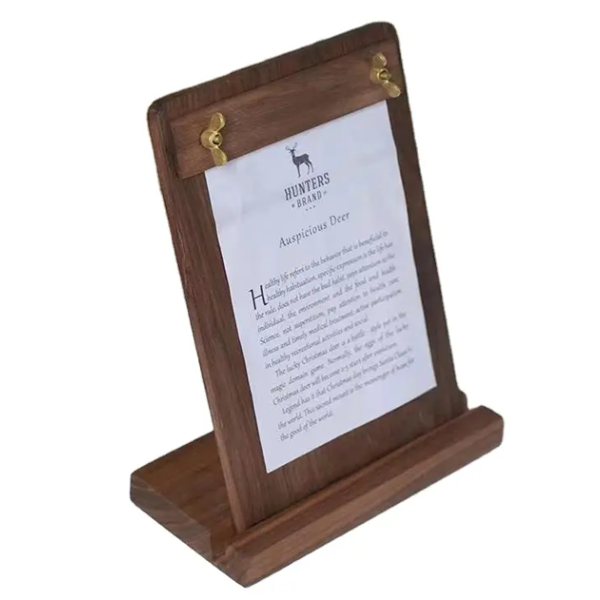 Wooden Table Menu Display Stand
