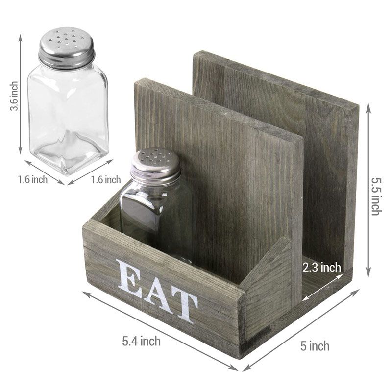 Rustic Wood Condiment Caddy with Napkin Holder