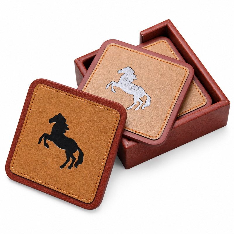 Square Coaster Set with Holder