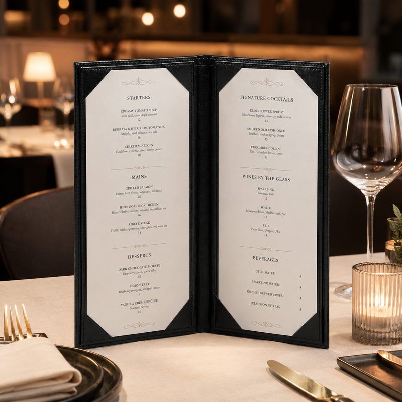 Black Wine List Covers