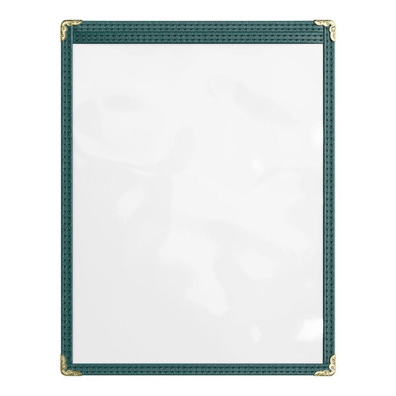 Green 2-View Single Pocket Sewn Vinyl Menu Cover