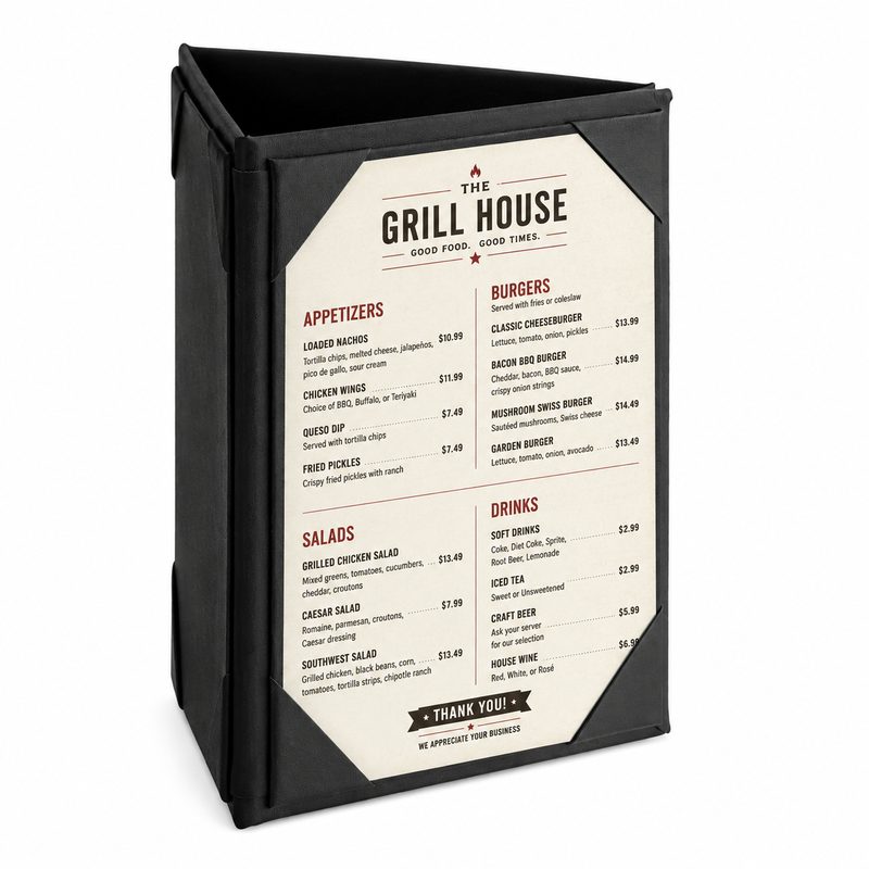 Custom table tents for hospitality businesses