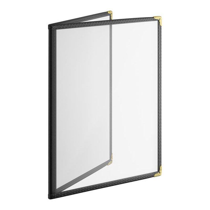 Black 4-View Double Pocket Vinyl Menu Cover