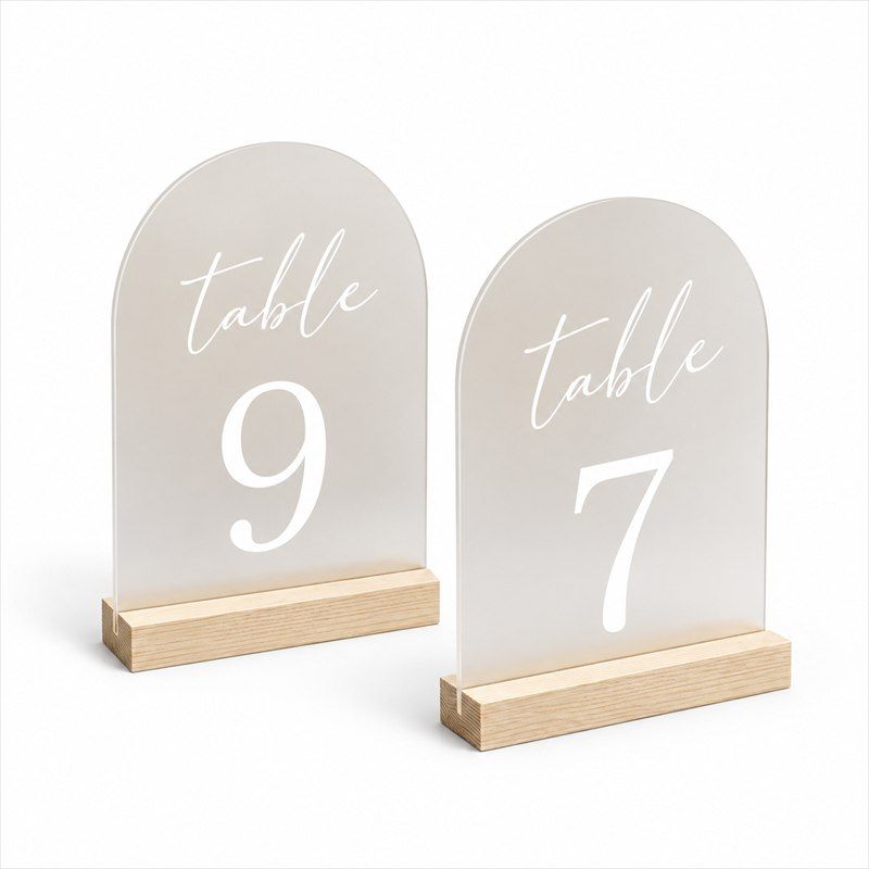 Acrylic Restaurant Table Numbers with Wood Base