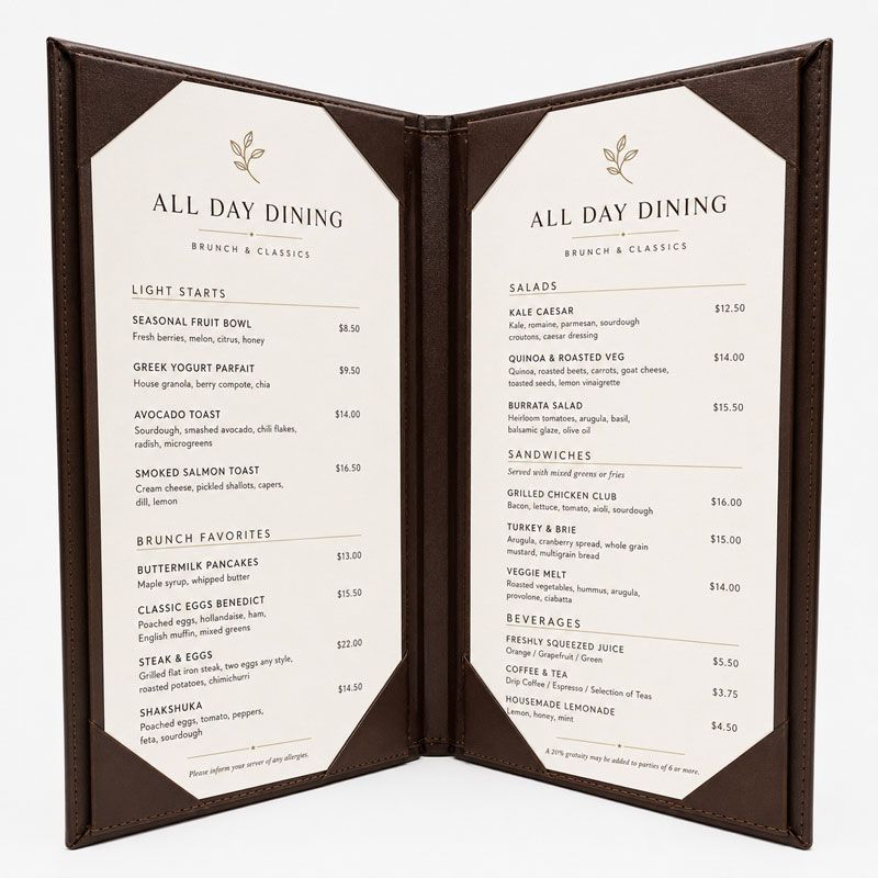 Casebound Menu Covers by Menunique
