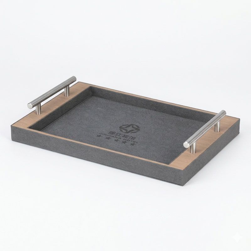 Serving Tray with Stainless Steel Handle