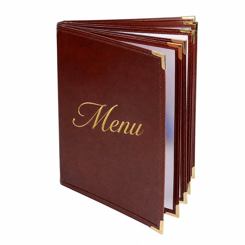 Casebound Menu Cover with Clear Pockets Inside