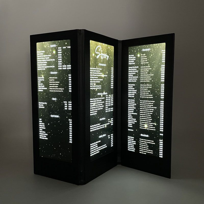 Trifold-LED Menu Cover for Bar & Night Club