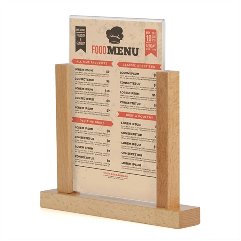 Custom wood menu holders for hospitality businesses