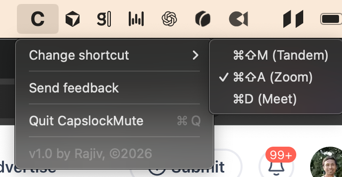 Screenshot of CapslockMute