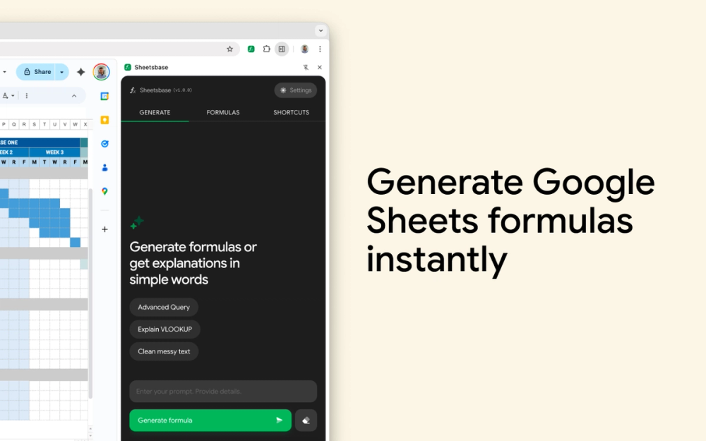 Screenshot of Sheetsbase