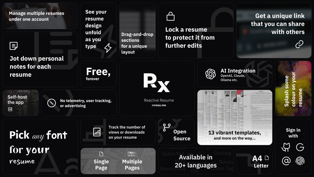 Screenshot of Reactive Resume v5