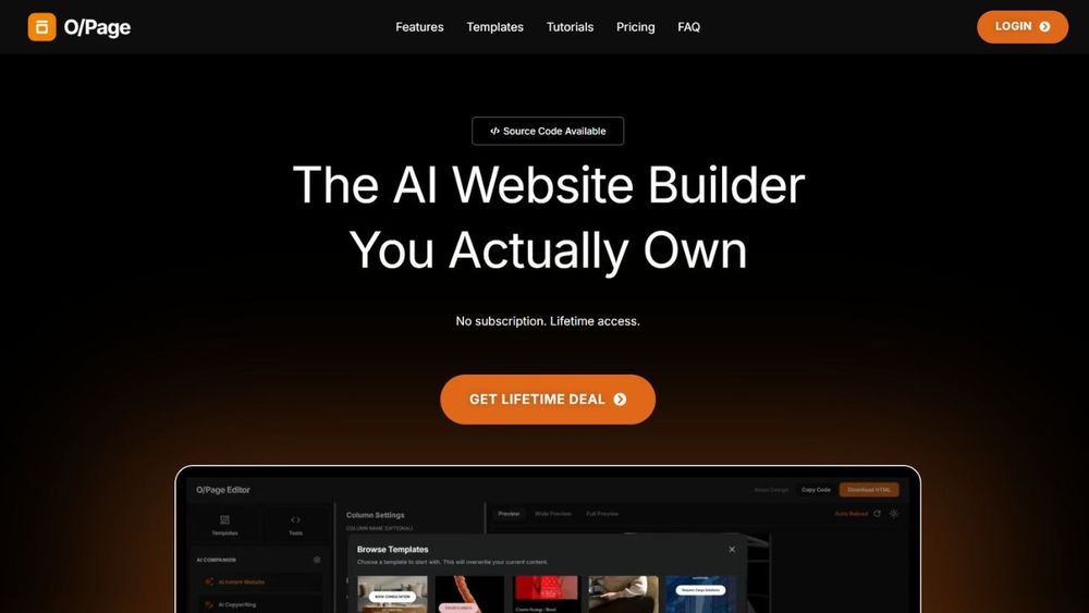 Screenshot of O/Page Website Builder