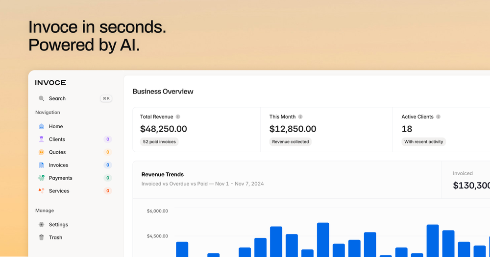 Screenshot of Invoce.ai