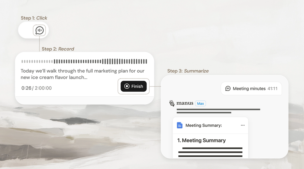 Screenshot of Manus Meeting Minutes