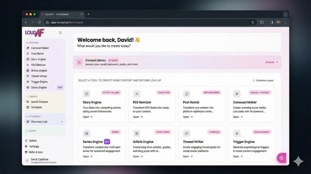 Screenshot of LoudAF