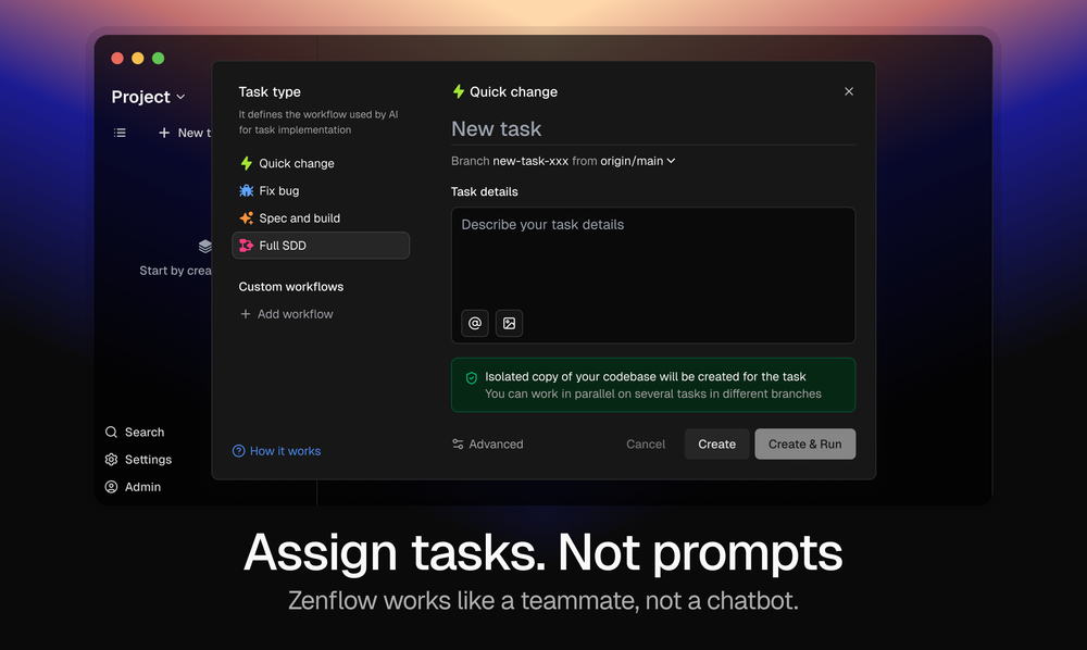 Screenshot of Zenflow by Zencoder