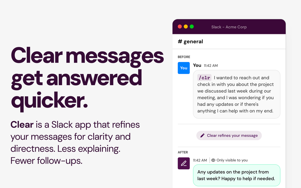 Screenshot of Clear for Slack