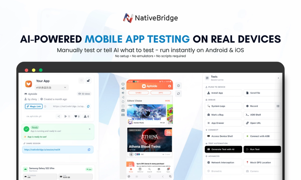 Screenshot of NativeBridge