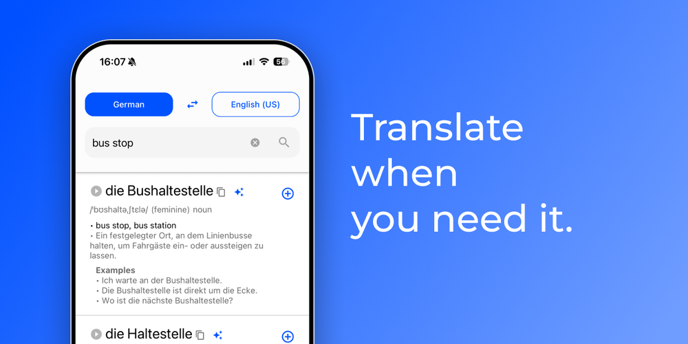 Screenshot of Vocably (a language-learning tool)
