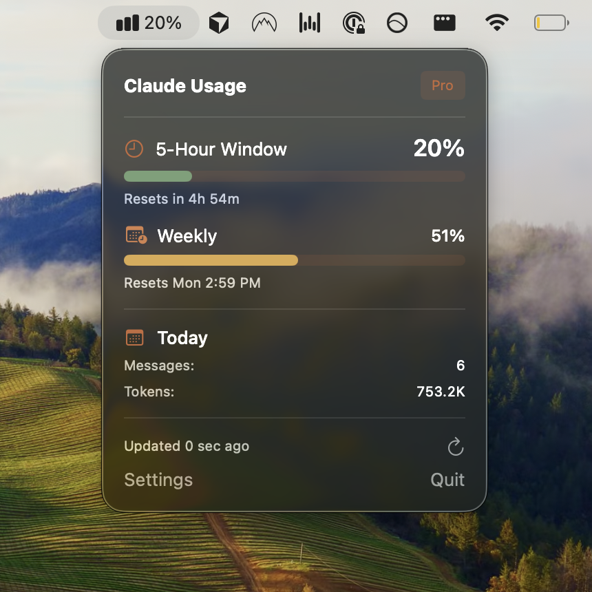 Screenshot of Usagebar