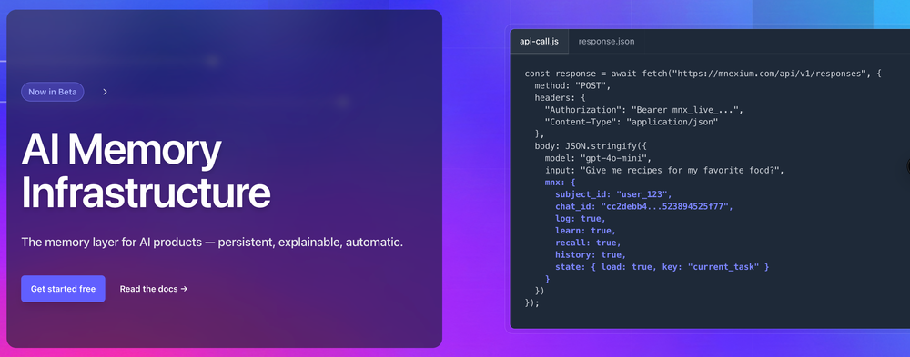 Screenshot of Mnexium AI