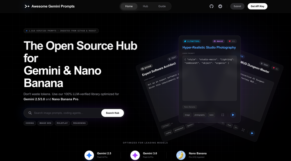 Screenshot of Awesome Gemini Prompts