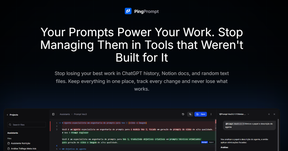 Screenshot of PingPrompt