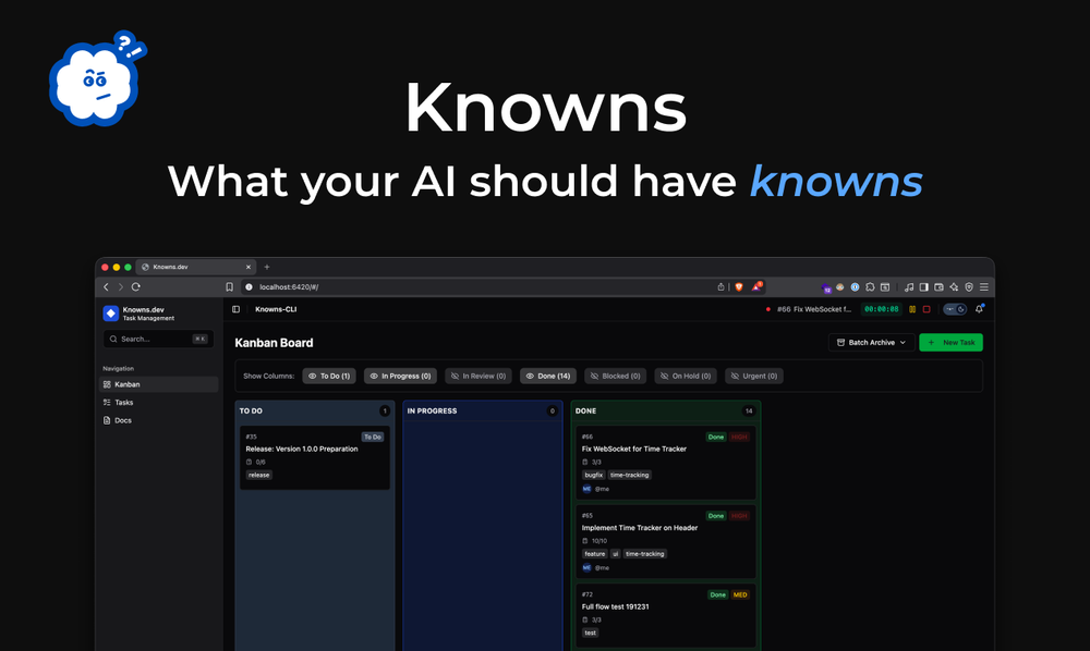 Screenshot of Knowns CLI