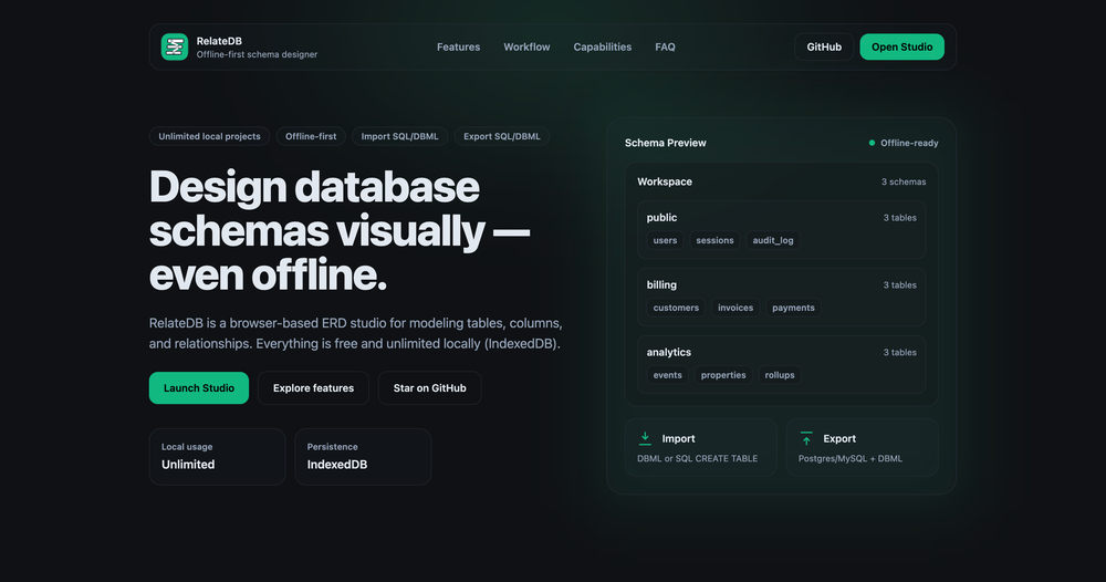 Screenshot of RelateDB