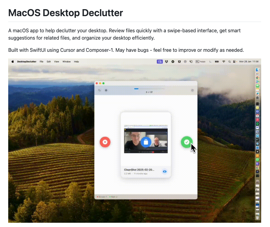 Screenshot of MacOS Desktop Declutter