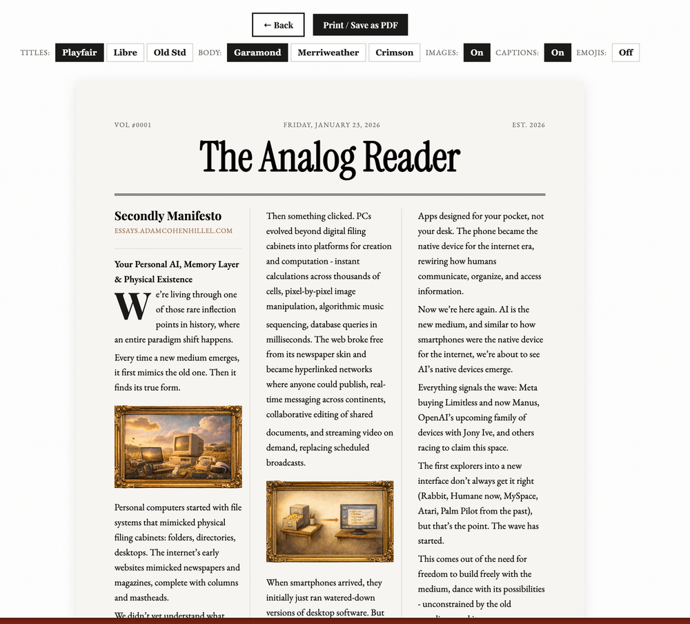 Screenshot of Analog Reader