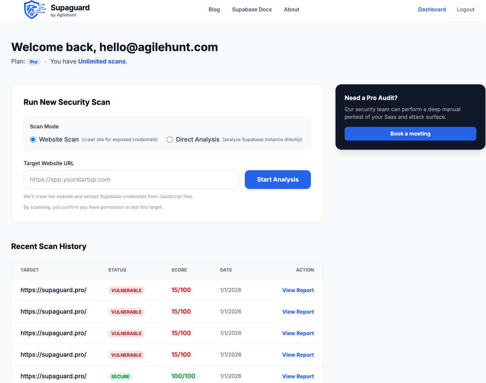 Screenshot of Supaguard 