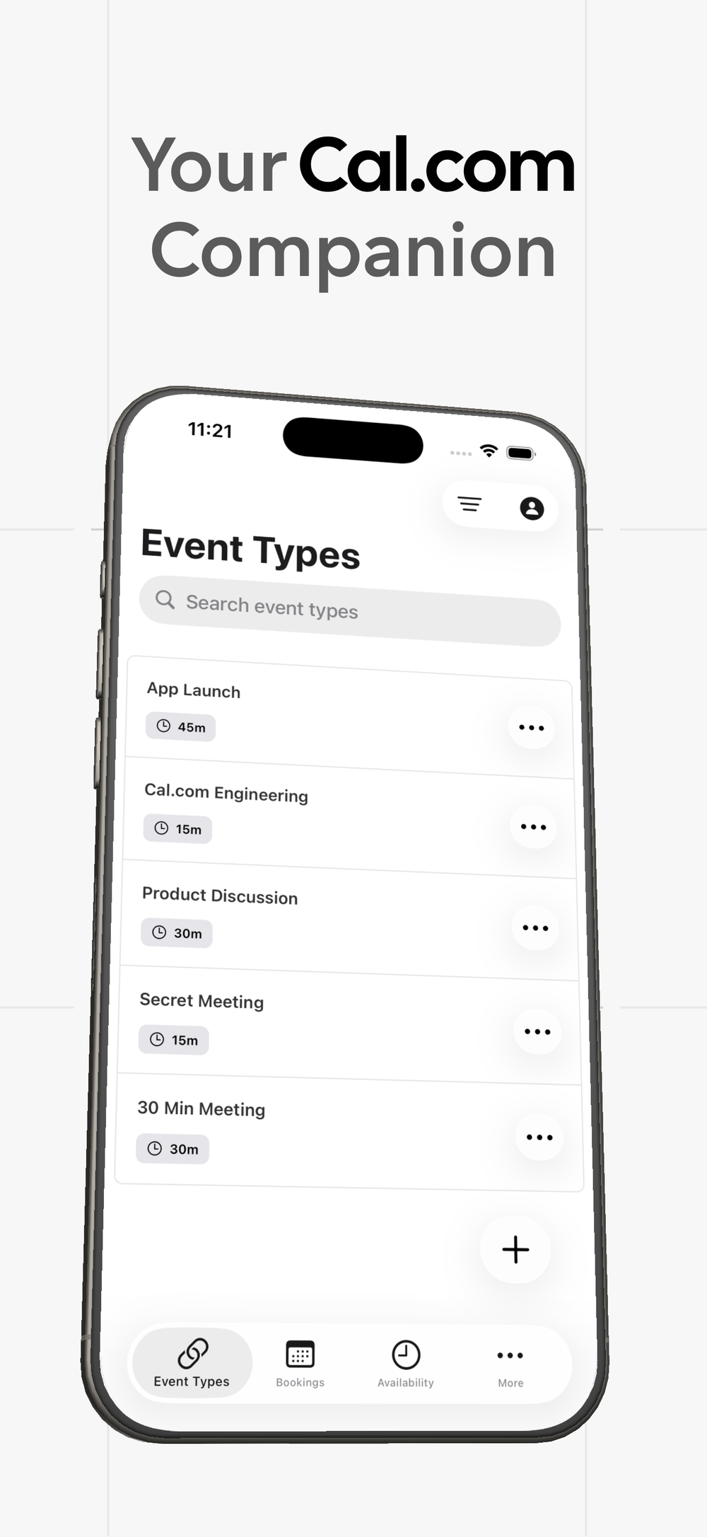 Screenshot of Cal.com Companion Apps