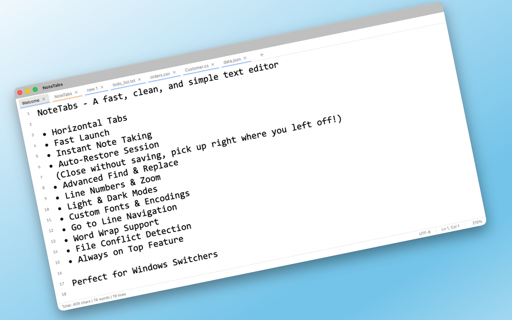 Screenshot of NoteTabs