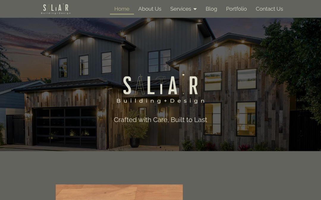 The Saltair Building and Design website at saltairbd.com, headed Crafted with Care, Built to Last
