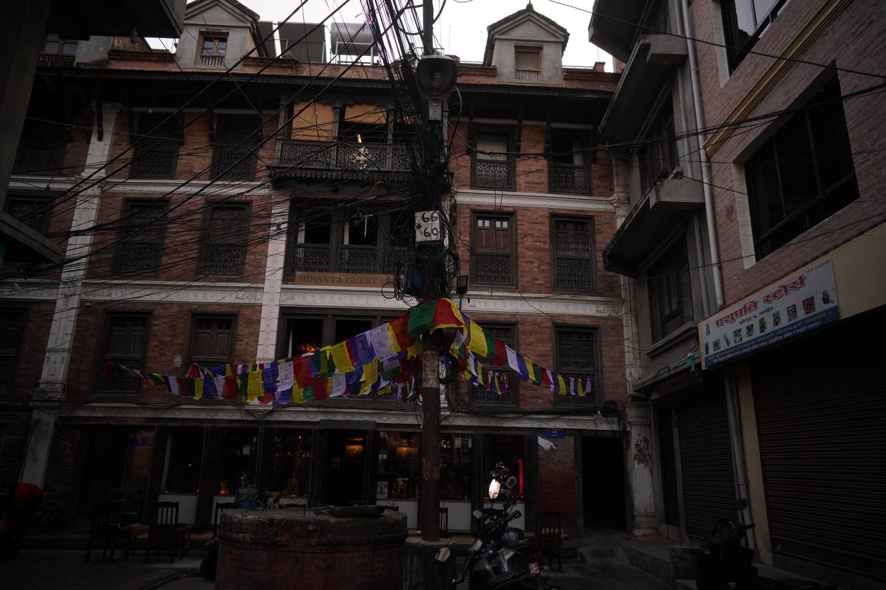 The facade of our traditional Newari guest house.