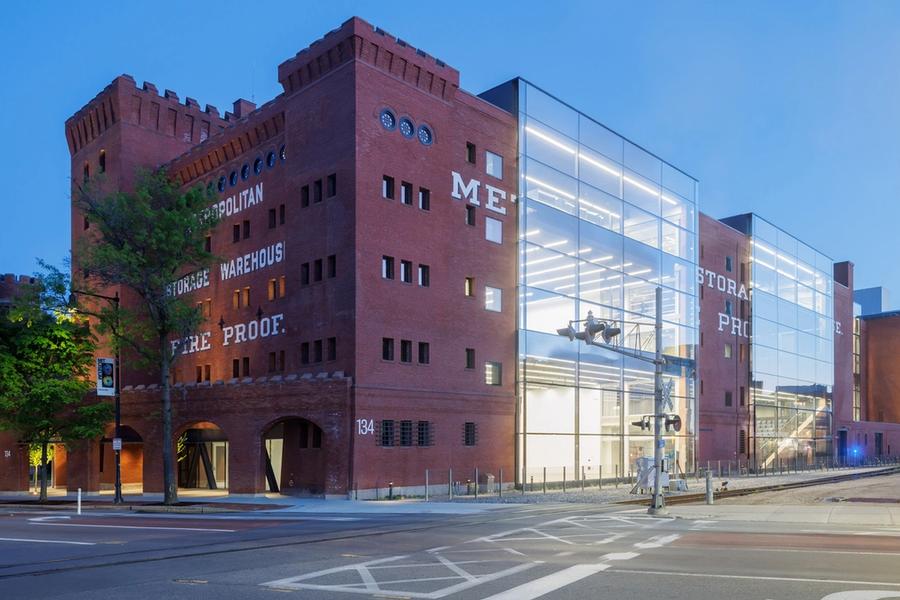The MET Warehouse at dusk.