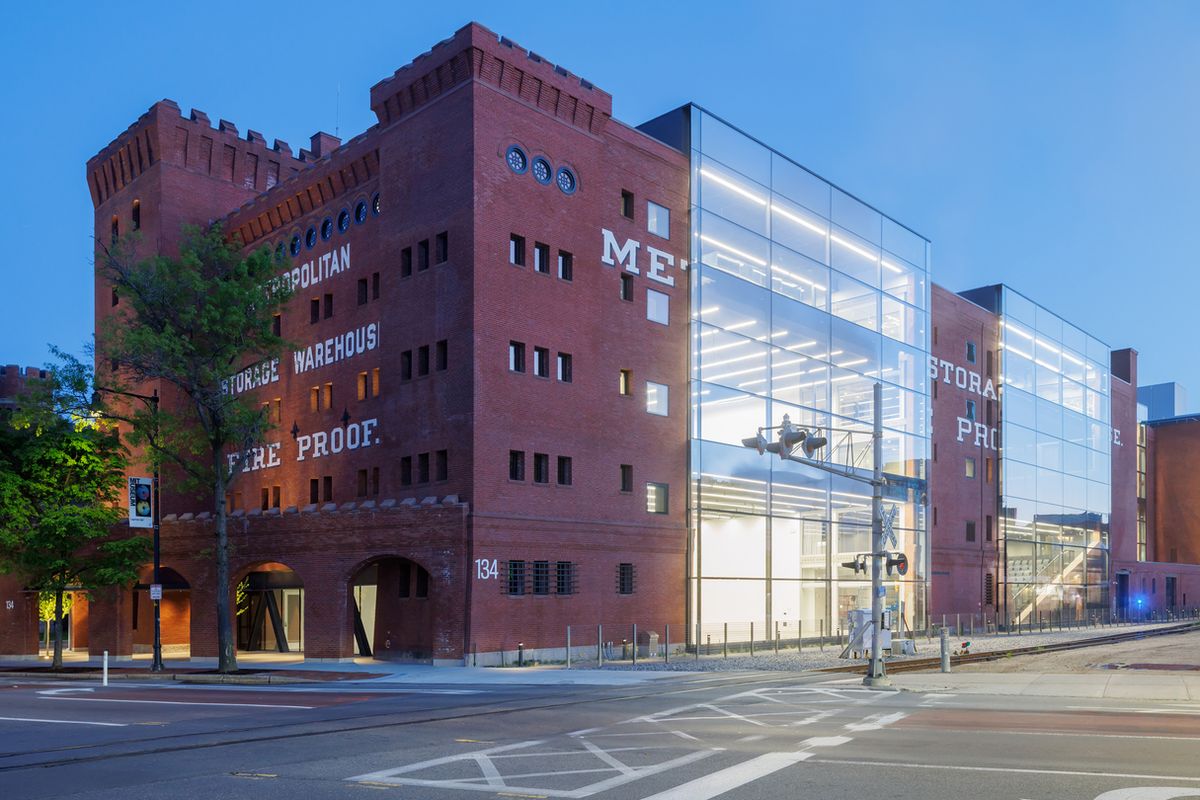 The MET Warehouse at dusk.