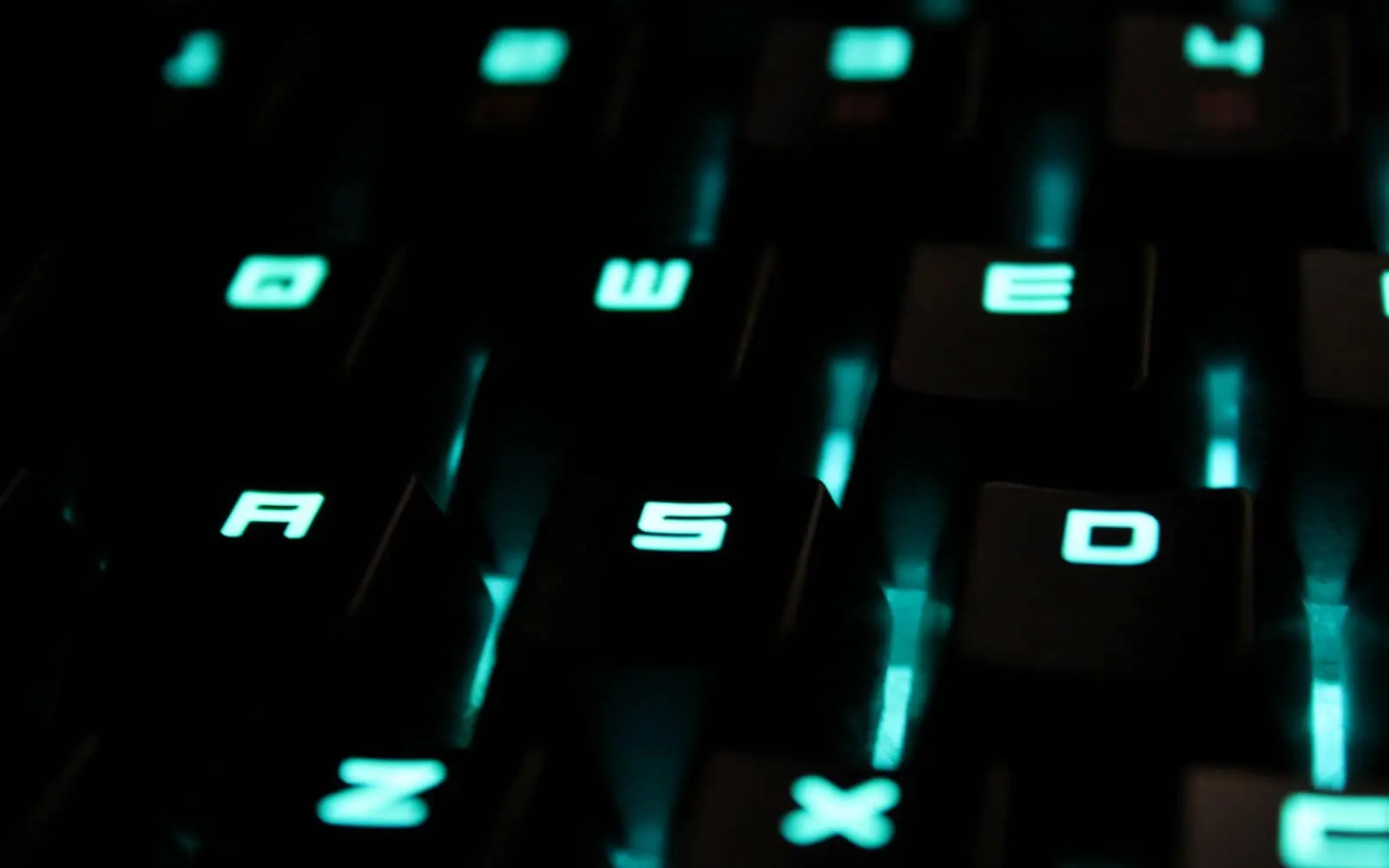 Lit up buttons on a keyboard