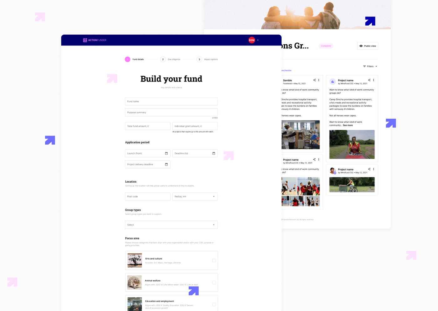 Semble, ActionFunder, main product page