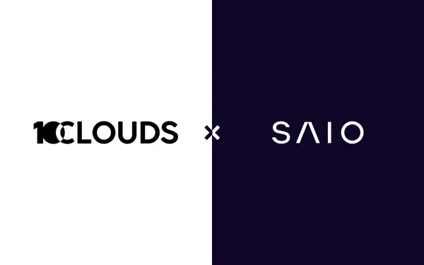 10Clouds logo on a white background and SAIO on a black background