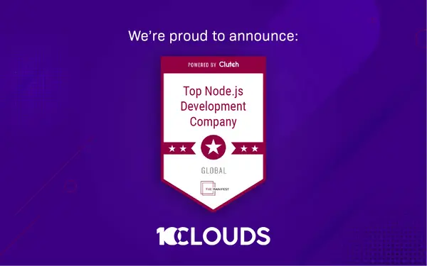 Clutch Award - 10Clouds as Top Node.js Development company