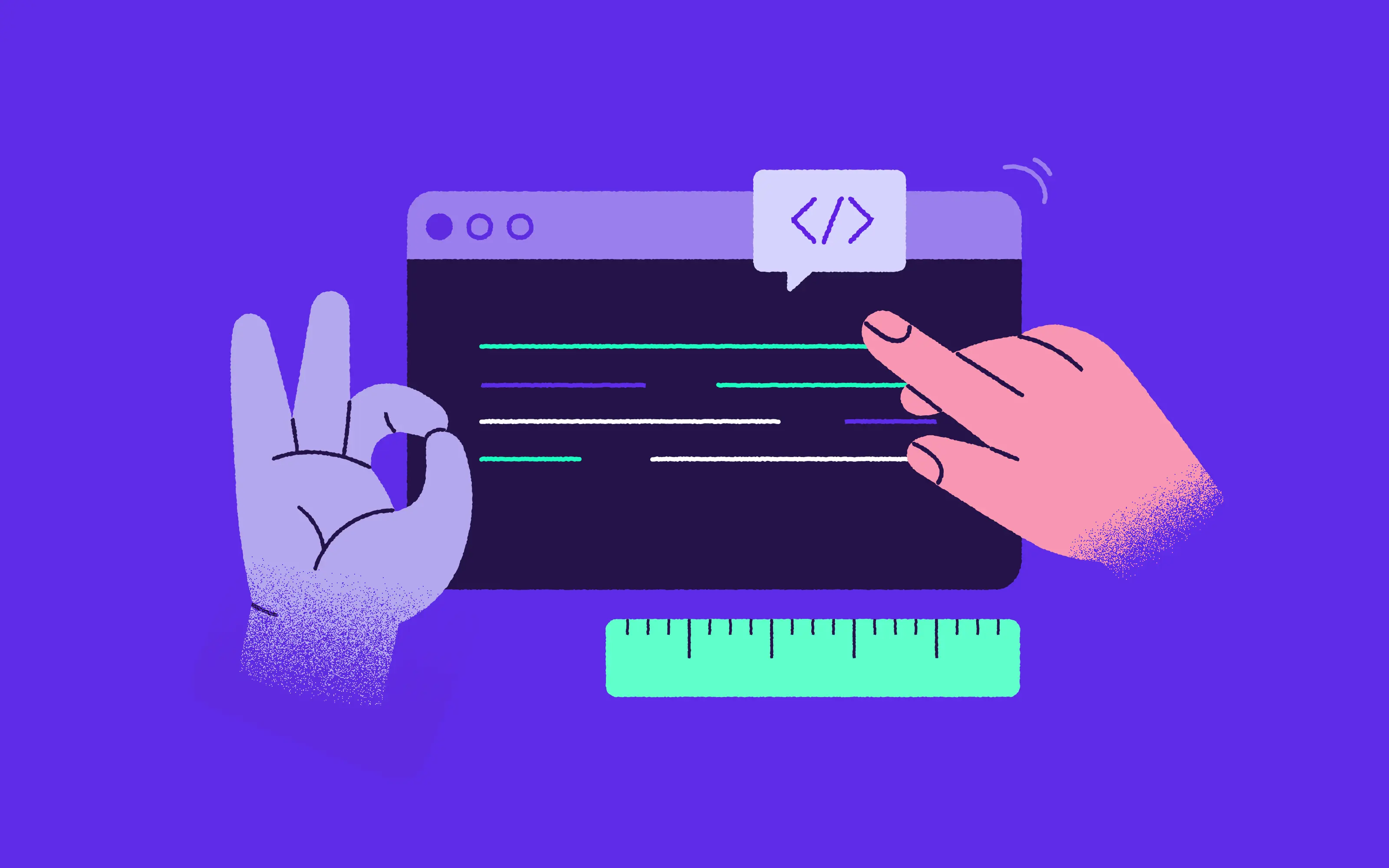 hands working on code