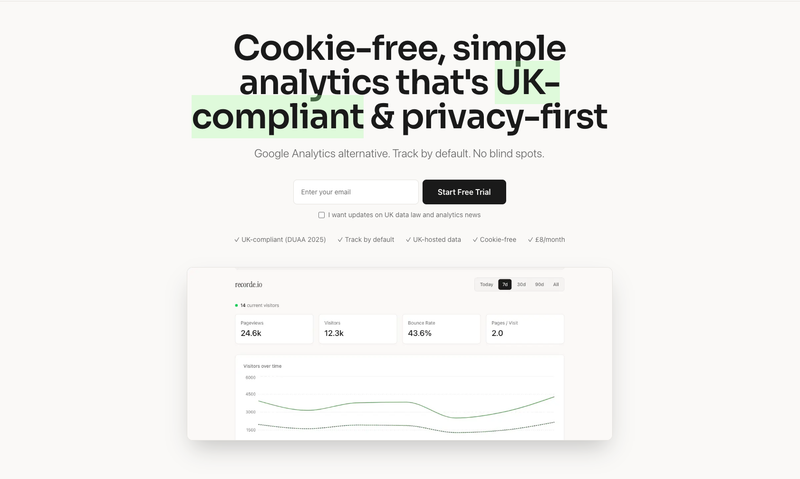 Screenshot of recorde.io website