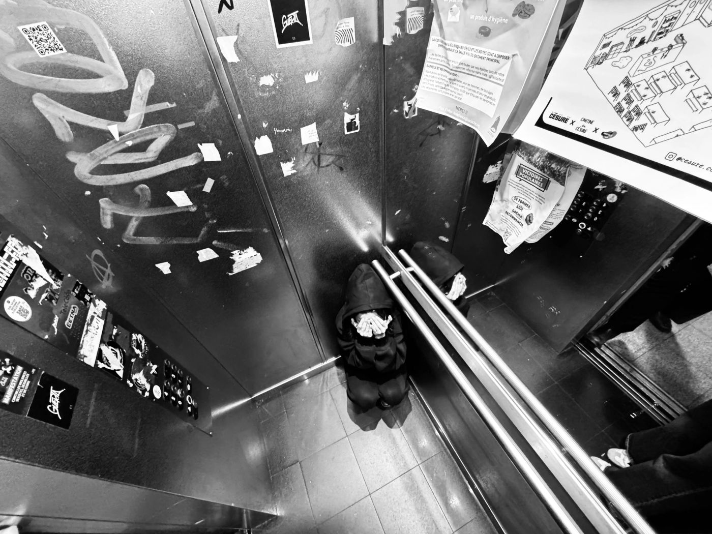 woman in elevator
